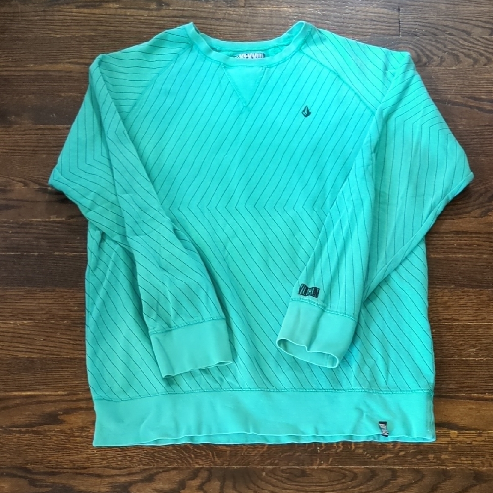 Volcom Men's Aqua Crewneck Pullover Y2k